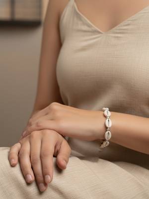 Nvr women handmade cowrie shell & beaded bracelet  1