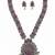Nvr women oxidised silver finish necklace & earrings set with maroon stones
