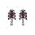 Nvr women oxidised silver finish necklace & earrings set with maroon stones