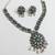 Nvr women oxidised silver finish necklace & earrings set with light blue stones