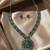 Nvr women oxidised silver finish necklace & earrings set with green stones