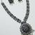 Nvr women oxidised silver finish necklace & earrings set with black stones