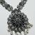 Nvr women oxidised silver finish necklace & earrings set with black stones