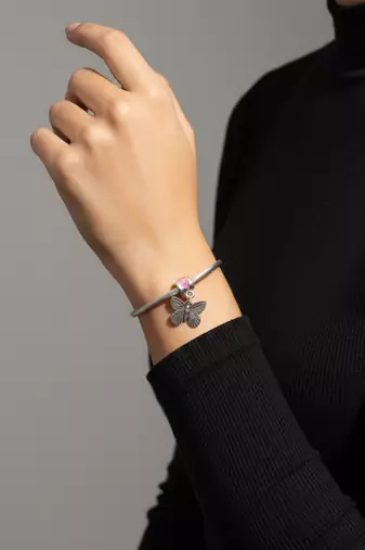 Nvr women silver plated adjustable butterfly bracelet