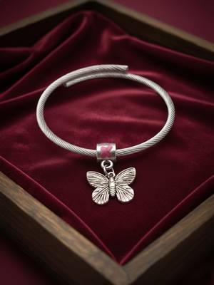 Nvr women silver plated adjustable butterfly bracelet 2