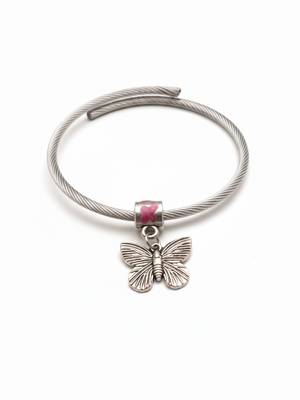 Nvr women silver plated adjustable butterfly bracelet 4