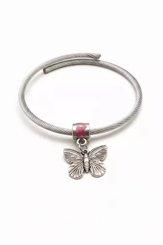 Nvr women silver plated adjustable butterfly bracelet