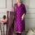 Women's purple viscose chanderi embroidered kurta pant set with printed chinon dupatta