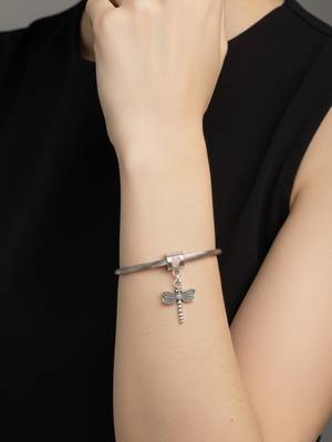 Nvr women silver plated adjustable charm bracelet 1
