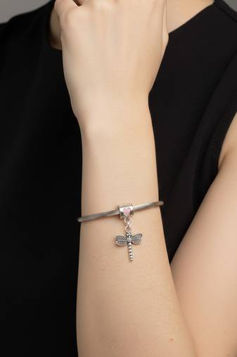 Nvr women silver plated adjustable charm bracelet