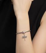 Nvr women silver plated adjustable charm bracelet