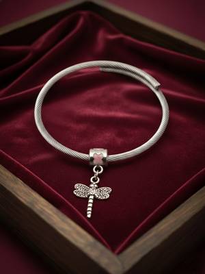 Nvr women silver plated adjustable charm bracelet 4