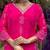 Pink french crepe v-neck kurta with sequin and stone embroidery printed chinon dupatta for elegant festive wear.
