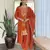 Women's orange viscose chinon embroidered kurta pant set with chanderi dupatta