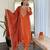 Women's orange viscose chinon embroidered kurta pant set with chanderi dupatta