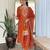 Women's orange viscose chinon embroidered kurta pant set with chanderi dupatta