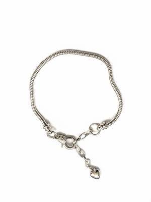 Nvr women's silver plated heart snake chain adjustable bracelet  4