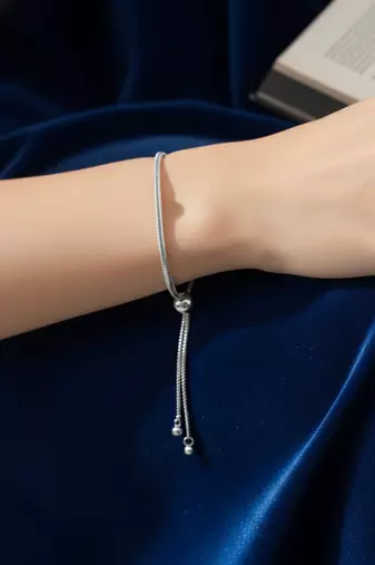 Nvr women silver plated round adjustable bracelet
