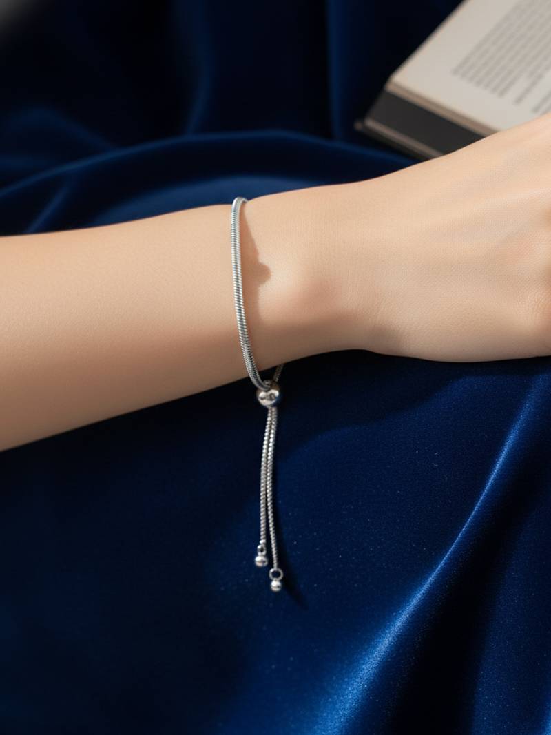 Nvr women silver plated round adjustable bracelet