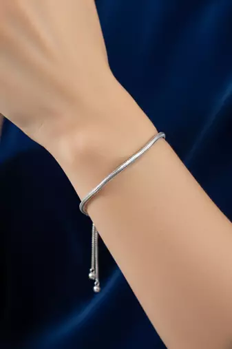 Nvr women silver plated round adjustable bracelet