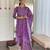 Purple french crepe sequin & stone embroidery kurta pant set with printed chinon dupatta