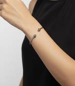 Nvr women silver plated plain ball handmade cuff bracelet