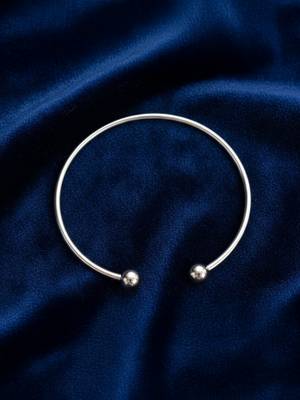 Nvr women silver plated plain ball handmade cuff bracelet 2