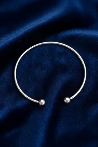 Nvr women silver plated plain ball handmade cuff bracelet