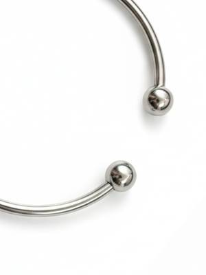 Nvr women silver plated plain ball handmade cuff bracelet 4