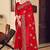 Red sequin zari resham stone embroidered georgette designer saree for women