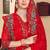 Red sequin zari resham stone embroidered georgette designer saree for women