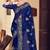 Navy blue sequin zari resham stone embroidered georgette designer saree for women