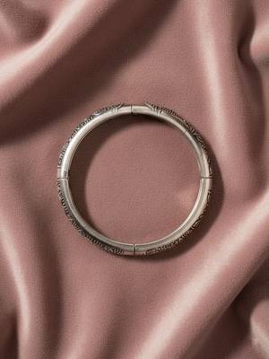 Nvr women oxidized silver plated paisley & floral carved kada bangle 2