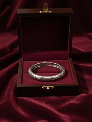 Nvr women oxidized silver plated paisley & floral carved kada bangle 4