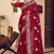 Maroon sequin zari resham stone embroidered georgette designer saree for women