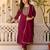 Women's maroon rayon sequin embroidered kurta pant set with solid chinon dupatta