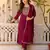 Women's maroon rayon sequin embroidered kurta pant set with solid chinon dupatta