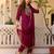 Women's maroon rayon sequin embroidered kurta pant set with solid chinon dupatta