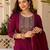 Women's maroon rayon sequin embroidered kurta pant set with solid chinon dupatta