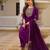 Women's purple rayon sequin embroidered kurta pant set with solid chinon dupatta