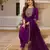 Women's purple rayon sequin embroidered kurta pant set with solid chinon dupatta