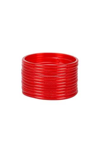 Nvr set of 12 plain red glass bangle for women