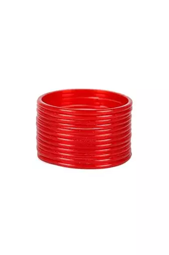 Nvr set of 12 plain red glass bangle for women