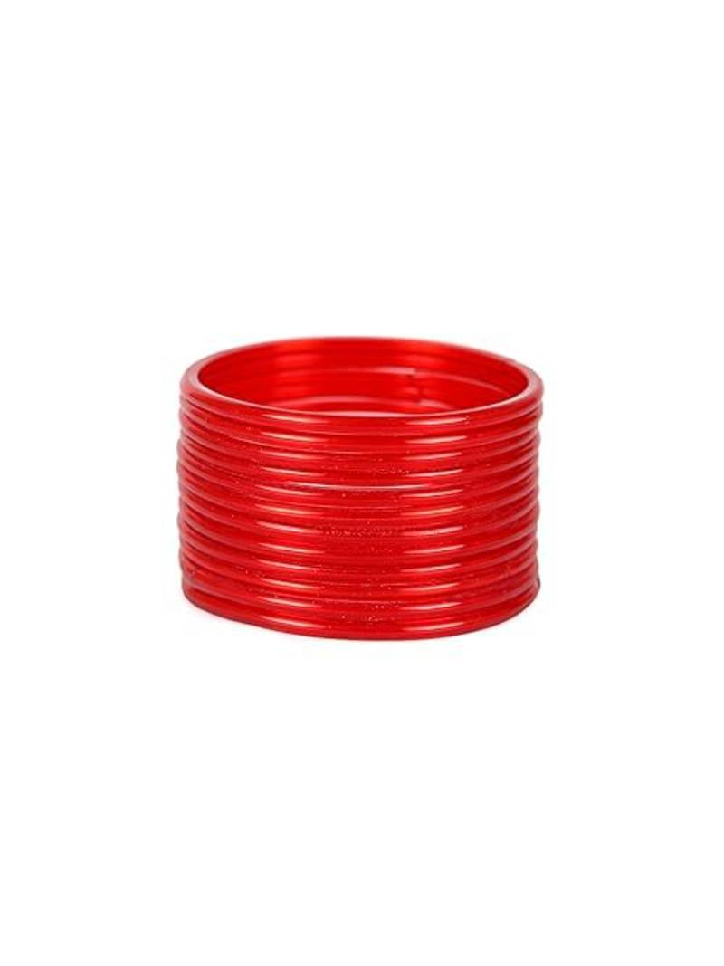Nvr set of 12 plain red glass bangle for women