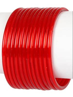 Nvr set of 12 plain red glass bangle for women 2