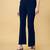 Women solid navy blue regular fit mid-rise flat front trousers
