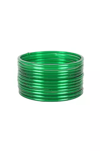 Nvr set of 12 plain green glass bangle for women