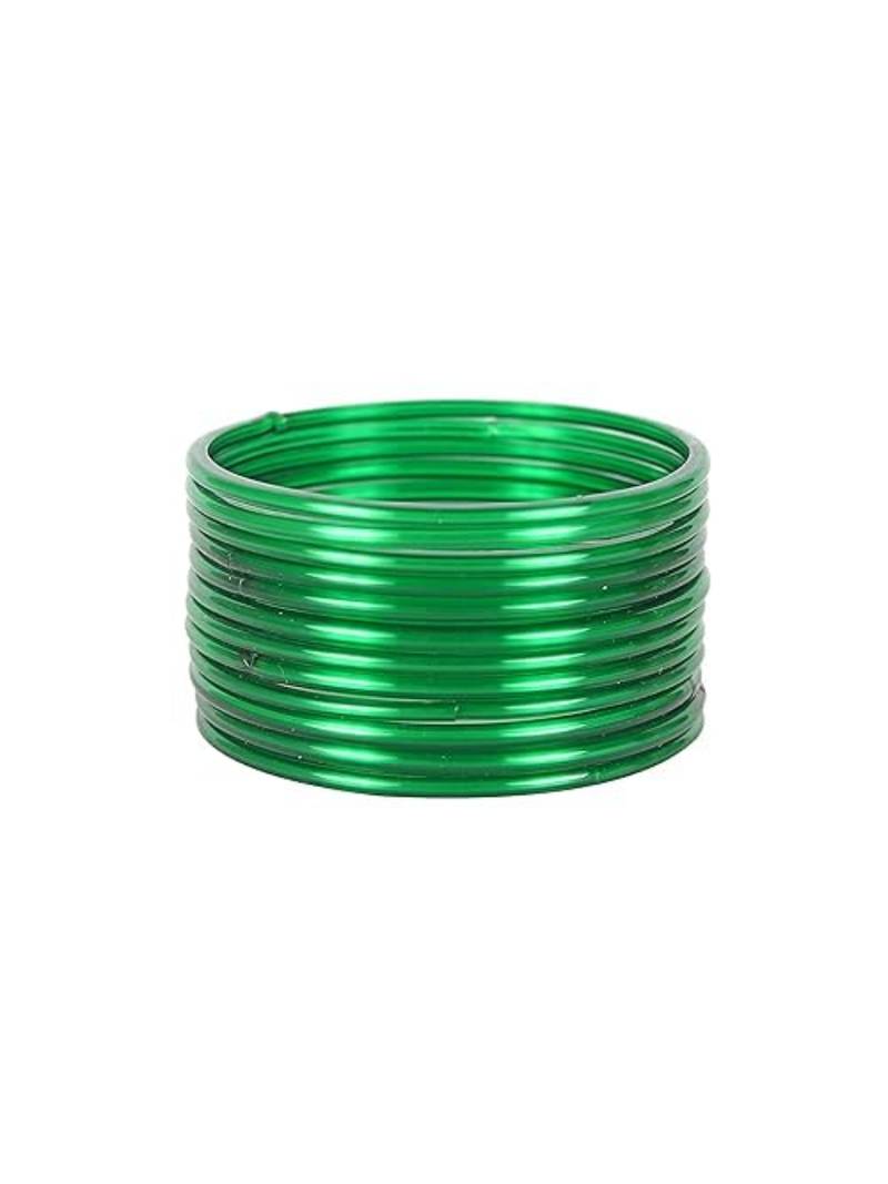 Nvr set of 12 plain green glass bangle for women