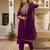 Women's purple rayon sequin embroidered kurta pant set with solid chinon dupatta