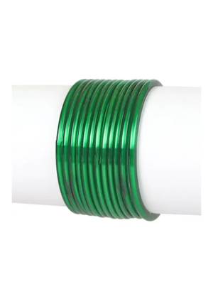 Nvr set of 12 plain green glass bangle for women 2